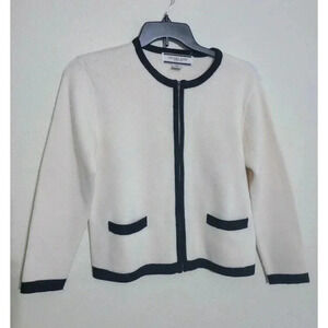 Crystal Kobe Cardigan Sweater Ivory Classic‎ Sophisticated Women Sz Petite Small